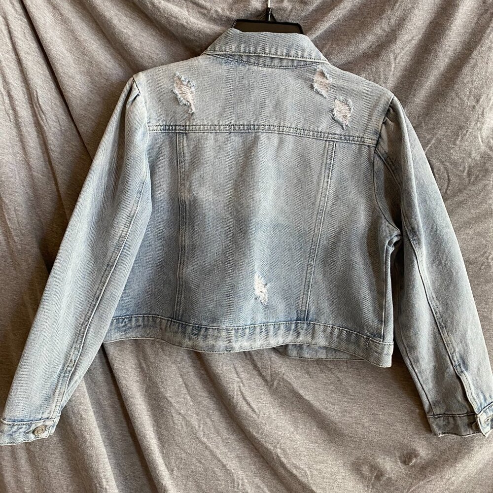 Chelsea & Violet point collar long sleeve denim short jacket LARGE girls - Picture 3 of 10